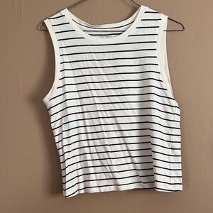 Striped Sleeveless Top - White and Black